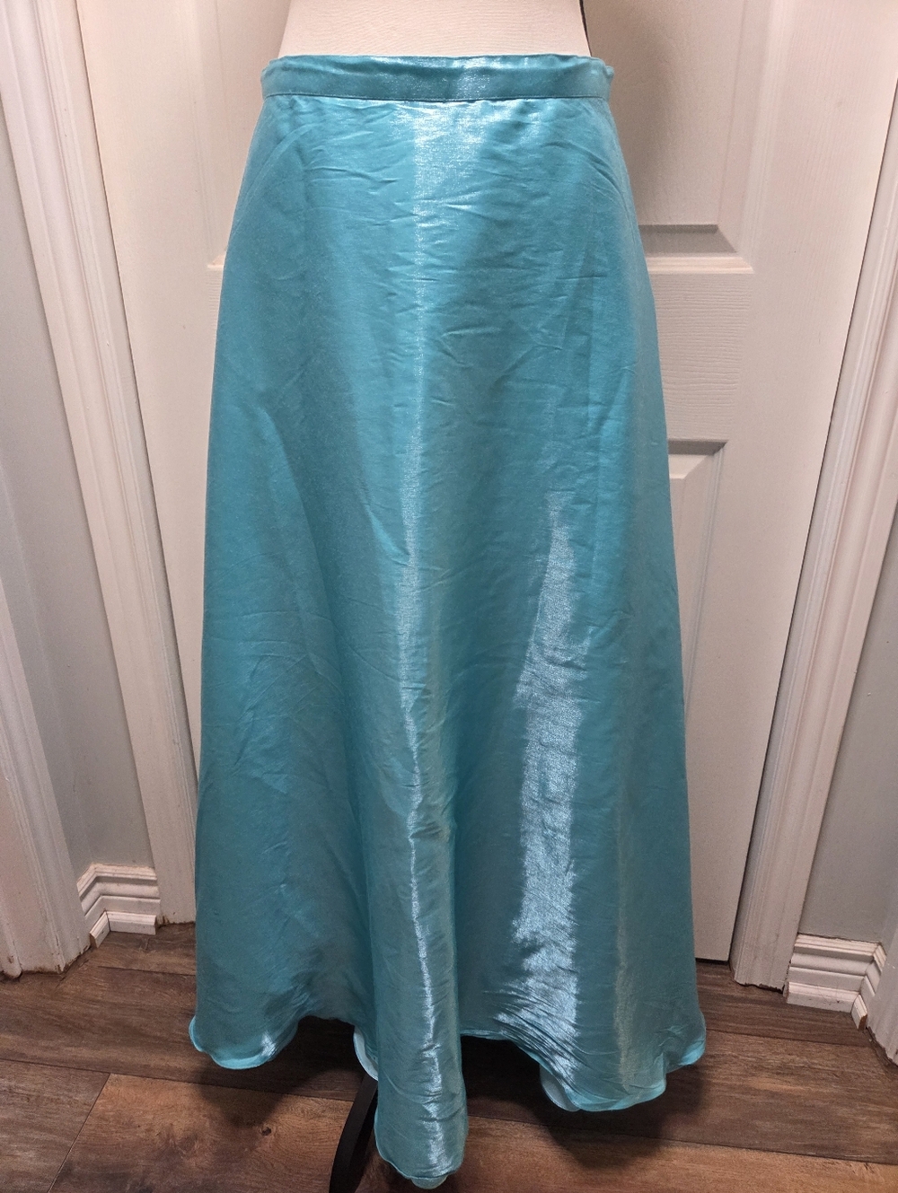 Icy Mint Turquoise Satin A-Line Maxi Skirt Frozen Princess Elsa - Picture 5 of 16